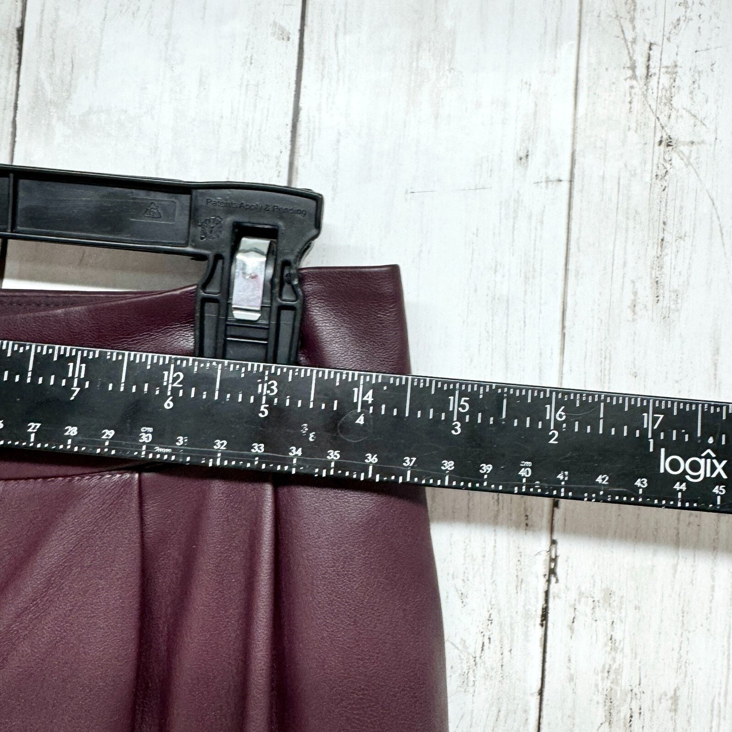 Express Pants Women Size 4L Brown Red Trousers Slim Faux Leather Pleated Pockets