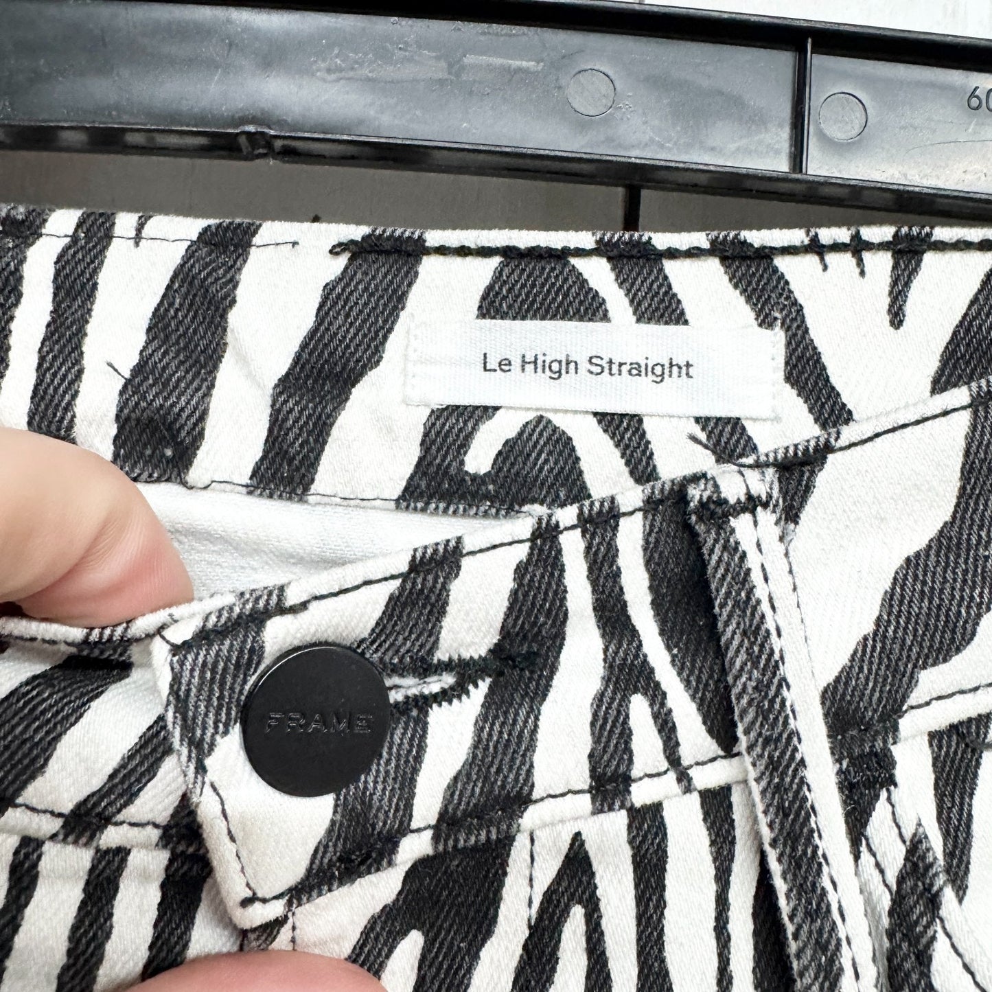 Frame Denim Pants Women Sz 26 Zebra Le High Straight Denim Jeans Pockets Animal