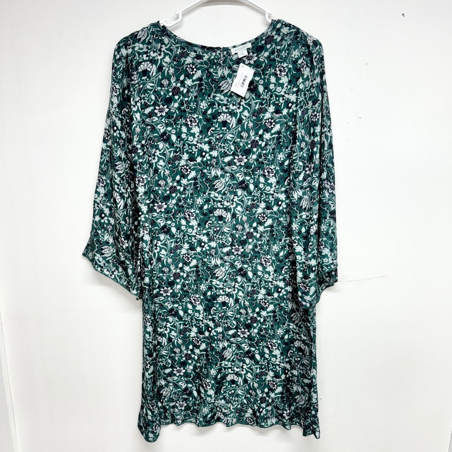 SUNDANCE Dress Women Size Small Otillie Green Floral Long Sleeve Boho Flared