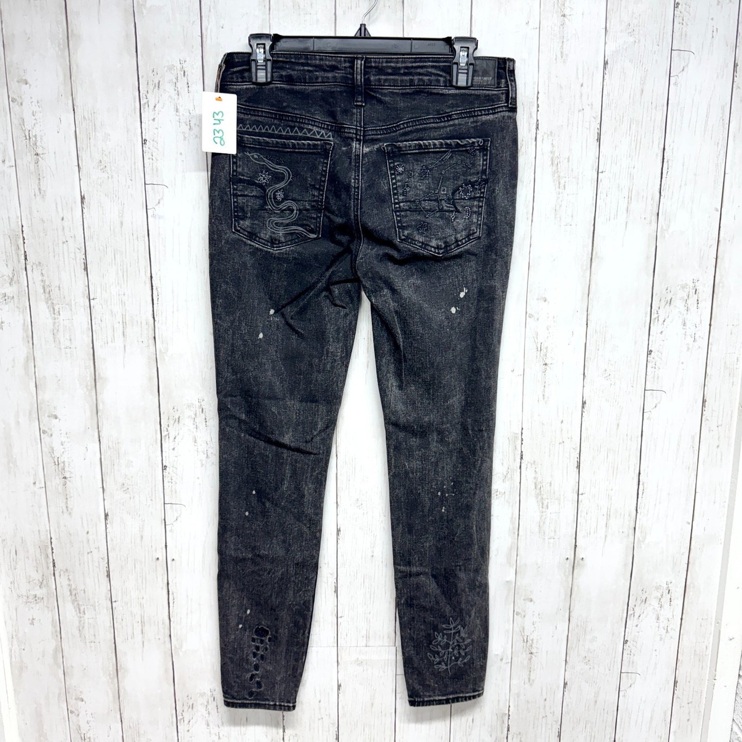 American Eagle Pants Women Size 8 Reg Black Embroidered Super Stretch X Jeggings