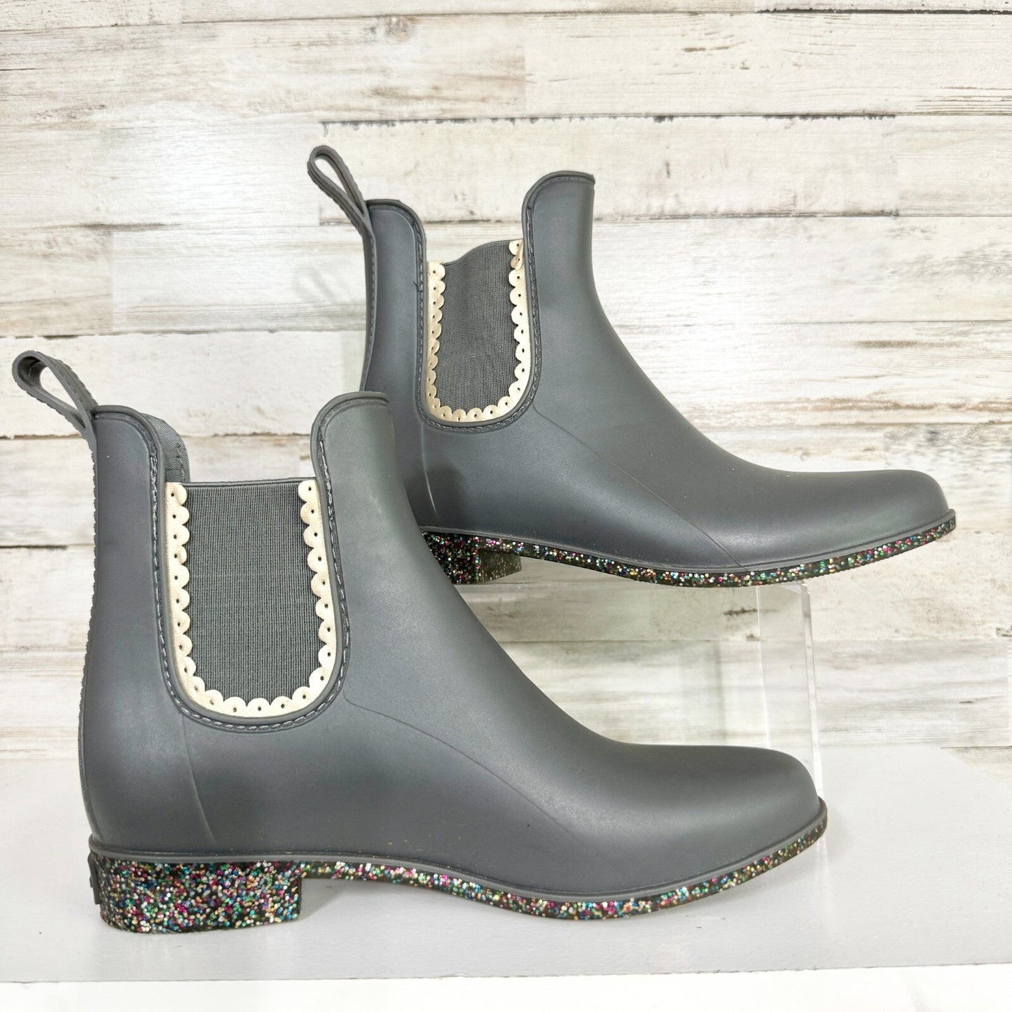 Jack Rogers Boot Women's Size 7 Sallie Rainboot Scallop Detail Glitter Outsole