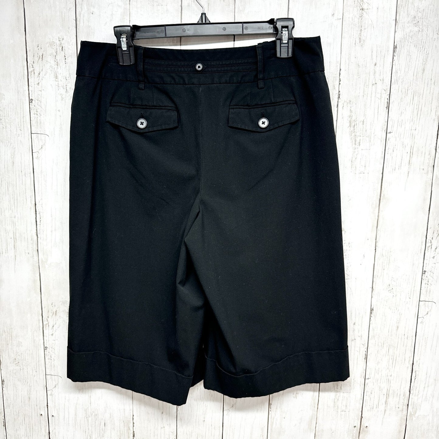 Loft Petites Shorts Women Size 10 Cuffed Bermuda Black Zip Fly Dressy Business