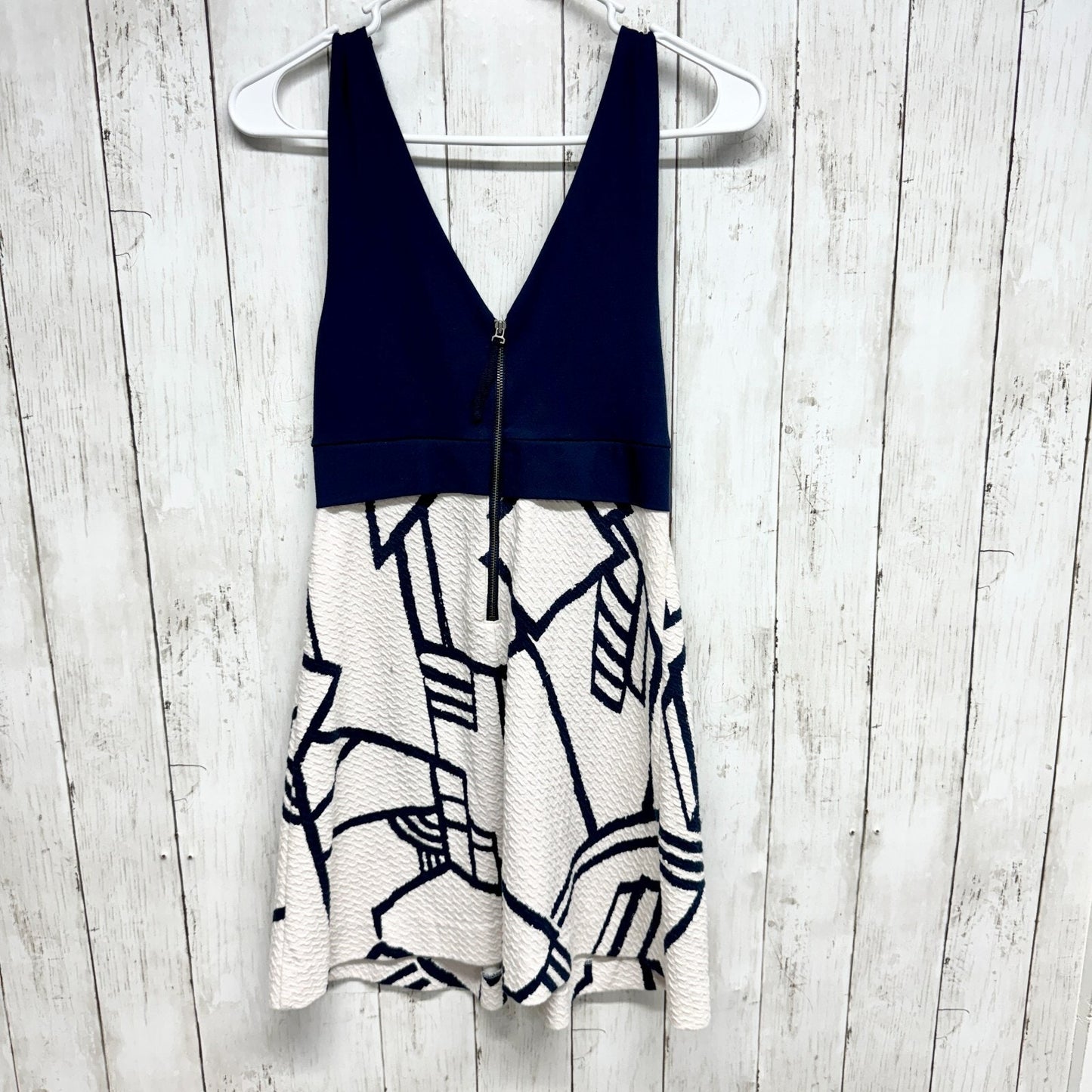Anthropologie HD In Paris Dress Sz 0 Sleeveless Dark Blue White with Blue Lines