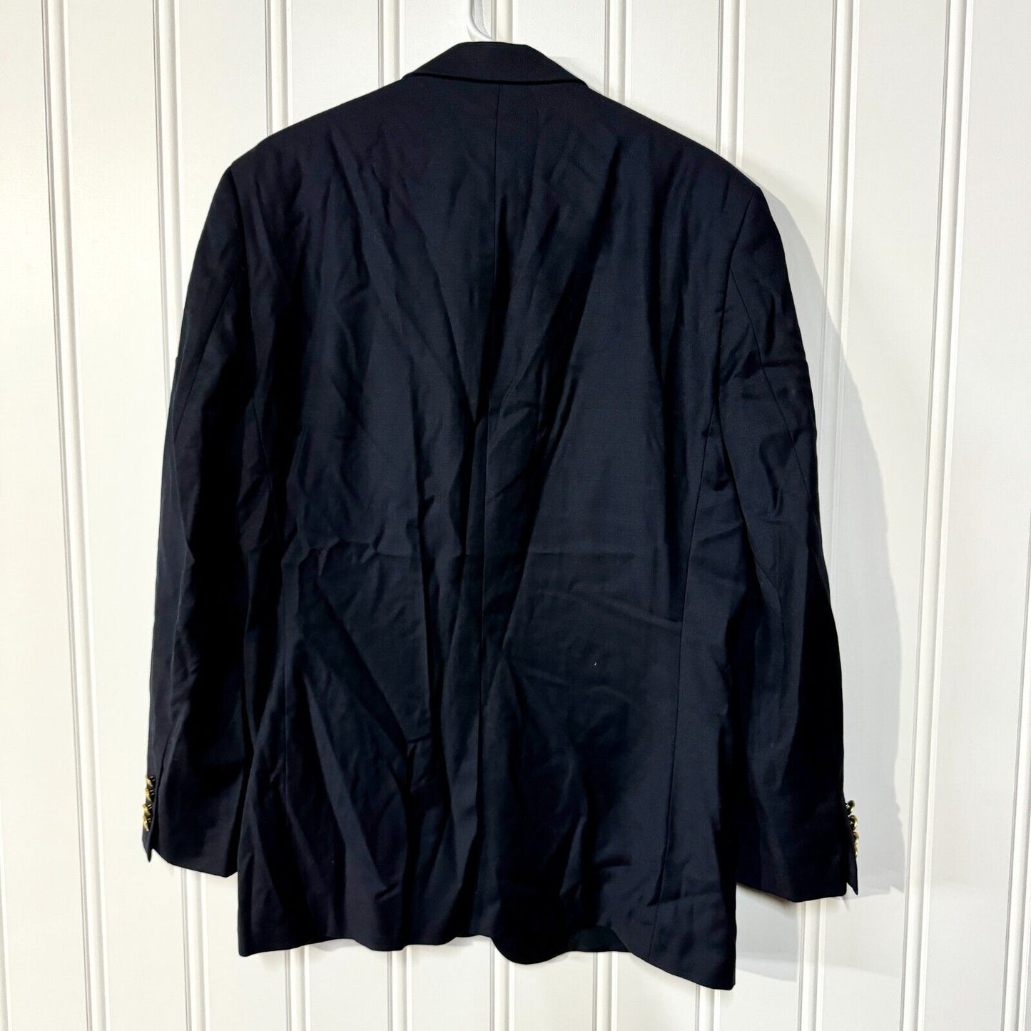 Lauren by Ralph Lauren Suit Jacket 100% Wool Navy Blue Gold Button Size 40S