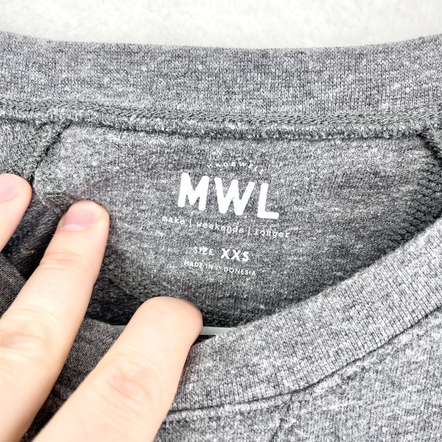 Madewell MWL Women's Oversized Crewneck Gray Long Sleeve Shirt Size XXS