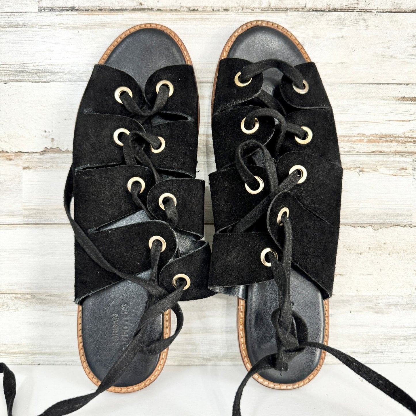 Urban Outfitters Black Bonnie Sued Laced Rivet Sandals Size 9-9.5