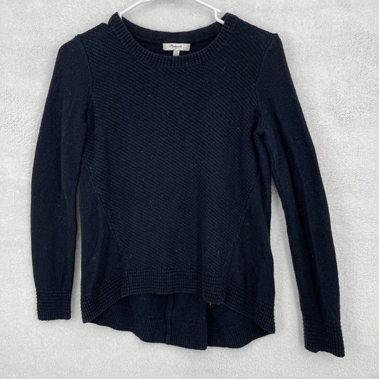 Madewell Black Back Zip Crewneck Sweater Women's XS