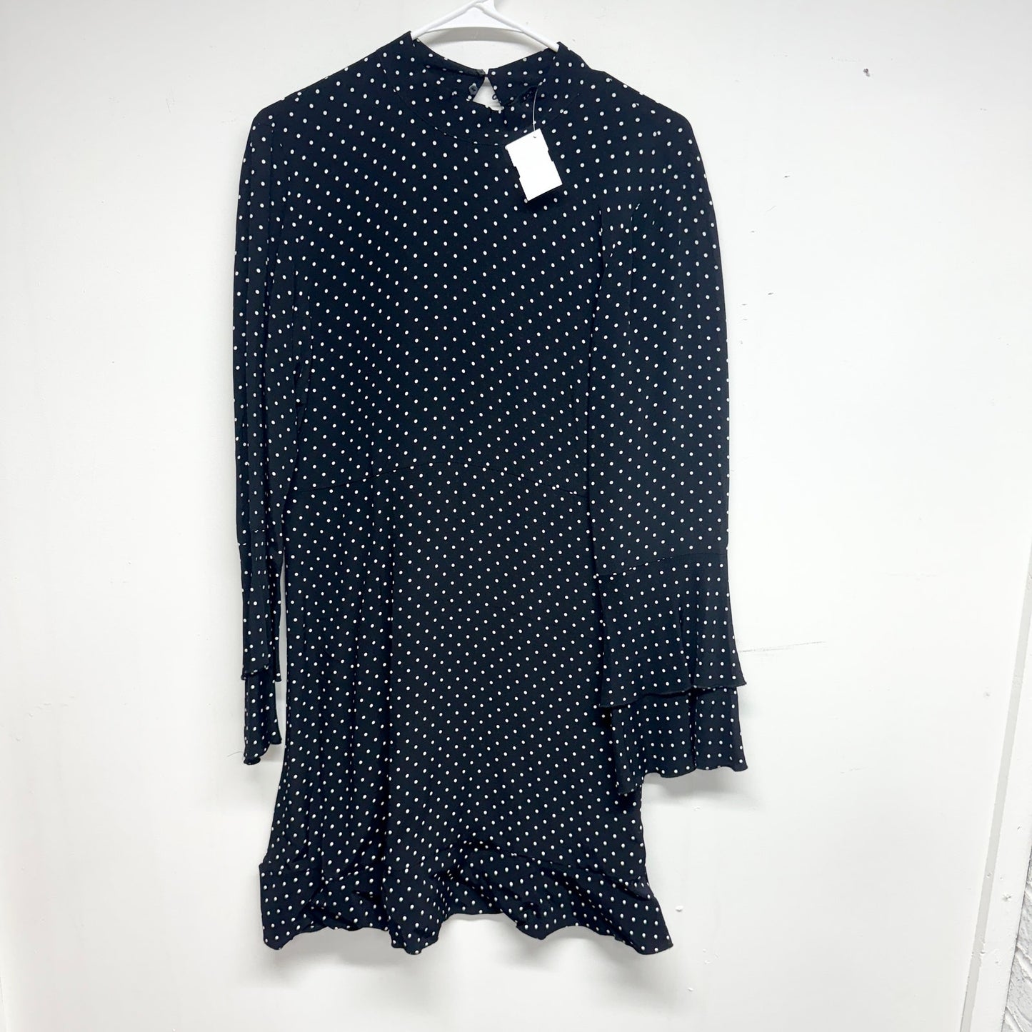 Zara Women Black & White Polka Dot Long Sleeve Mini Dress Size Medium