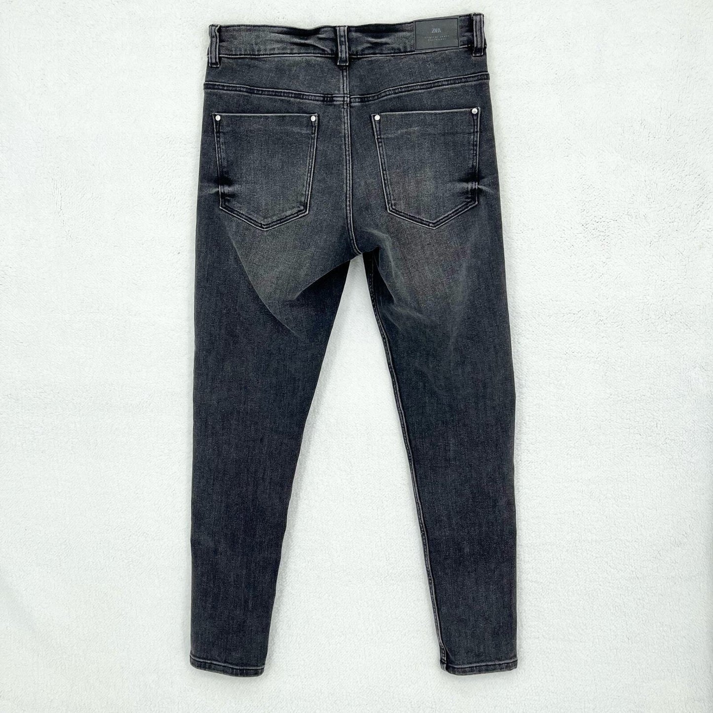 Zara Black Wash High Waisted Button Fly Skinny 5 Pocket Jeans Size 6