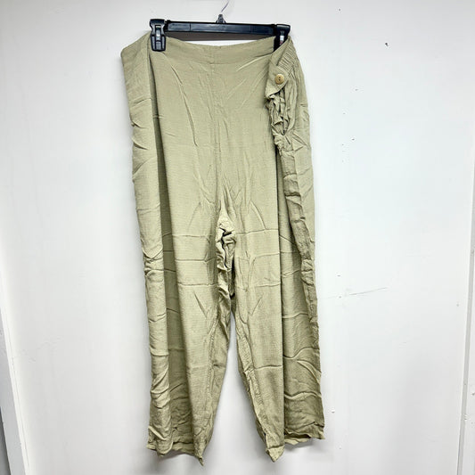 FLAX Women Green Stretched Wasited 100% Linen Trouser Pants Size 3G