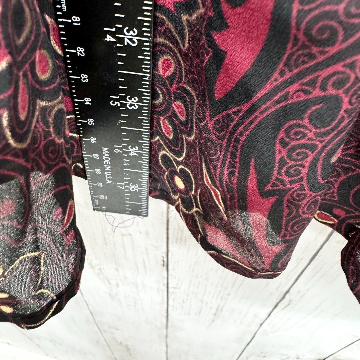Cato Skirt Women Size 14/16W Patterned Ruffle Midi Skirt Red Black Elastic Waist