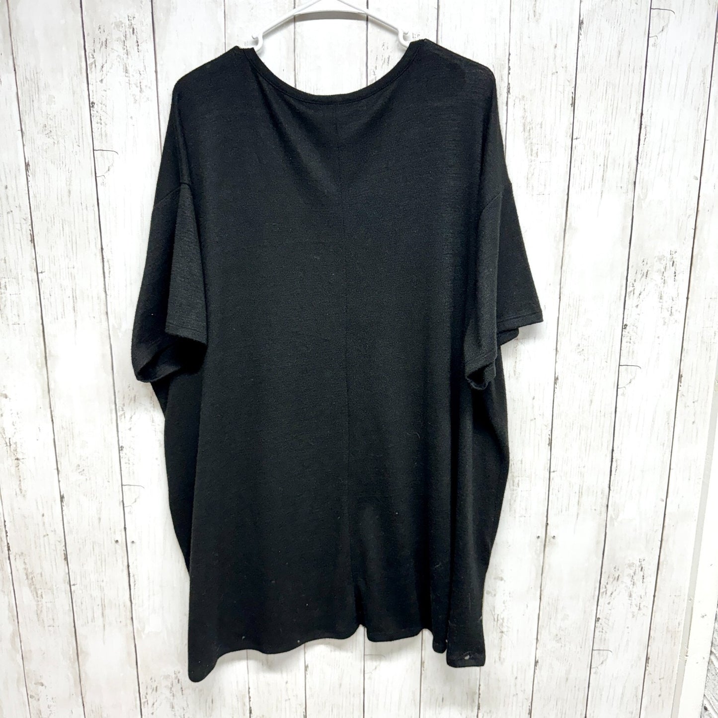 Lane Bryant Womens 26/28 Plus Black Pearl Accents Casual Pullover Stretch Top