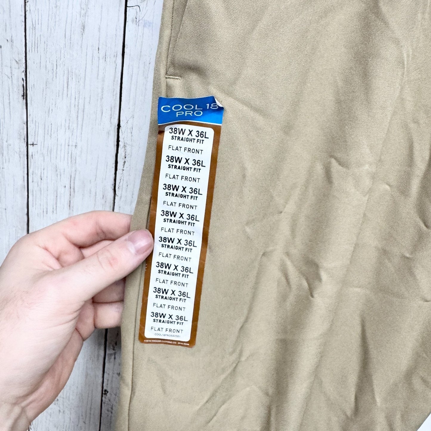 Haggar Pant Men Size 38W X 36L Tan Cool 18 Pro Straight Fit Comfort Stretch NWT