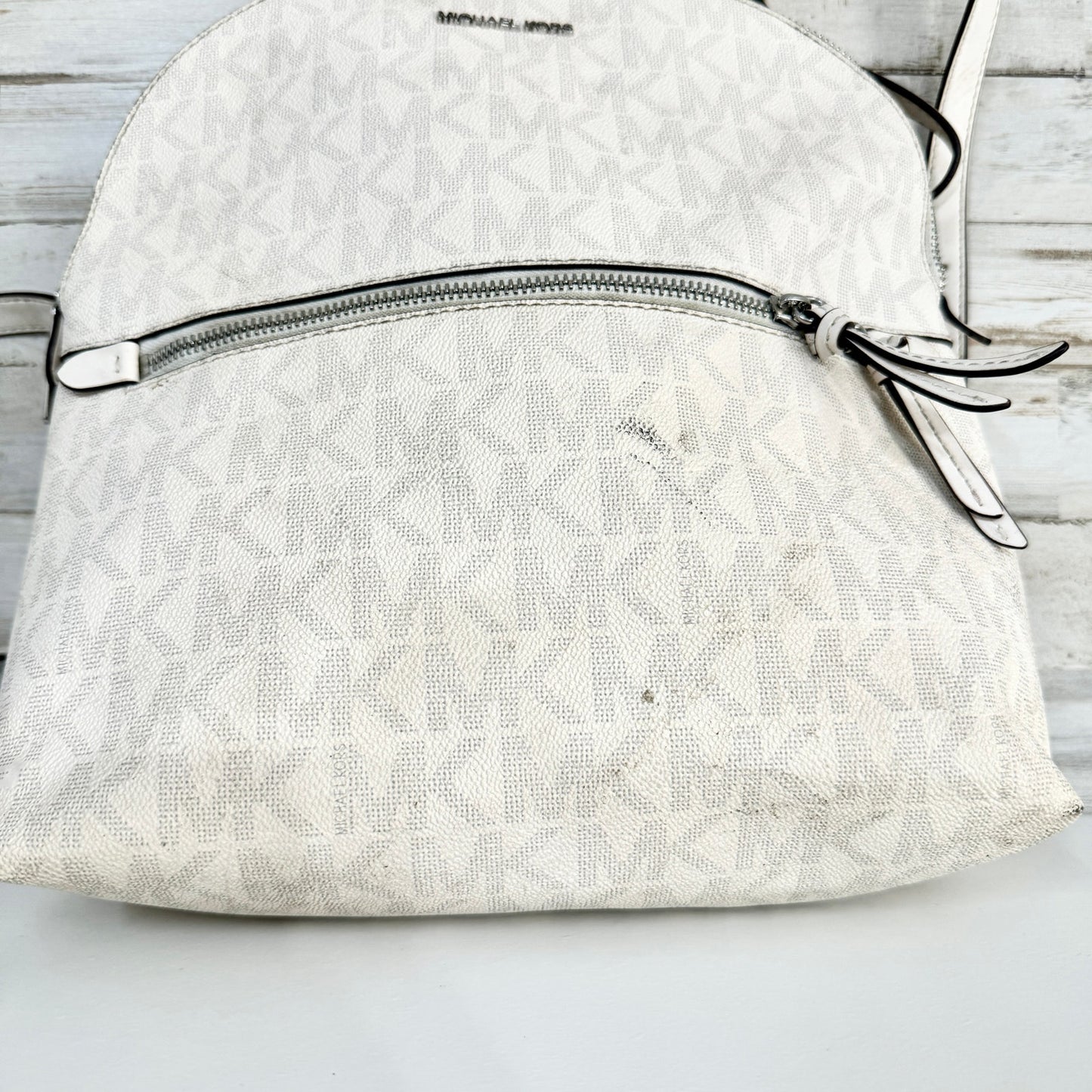 MICHAEL KORS Dallas Medium Slim BACKPACK MK Signature Soft Sky White Authentic