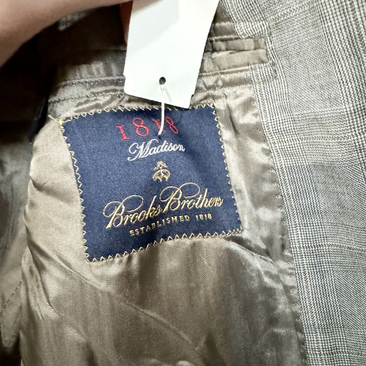 Brooks Brothers Suit Jacket Size 46R Grey 100% Wool Single Breasted Lined