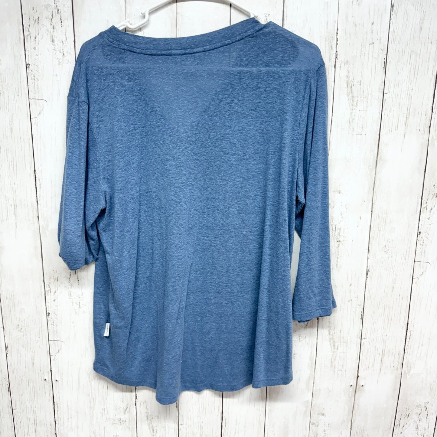 Orvis Shirt Women Size L Deep V Neck Long Sleeve Linen Blend Casual Summer Top