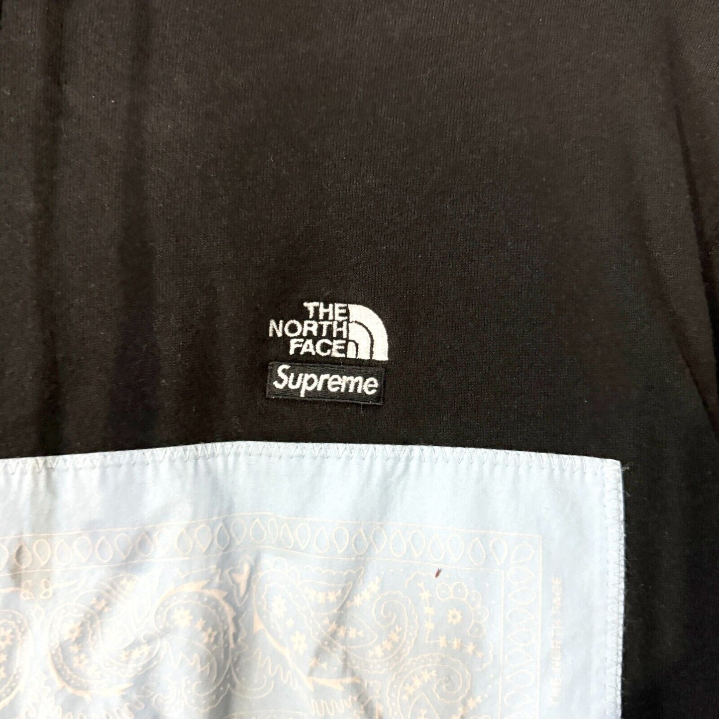 Supreme X The North Face Bandana Sweatshirt Black Pocket Hoodie Size Medium