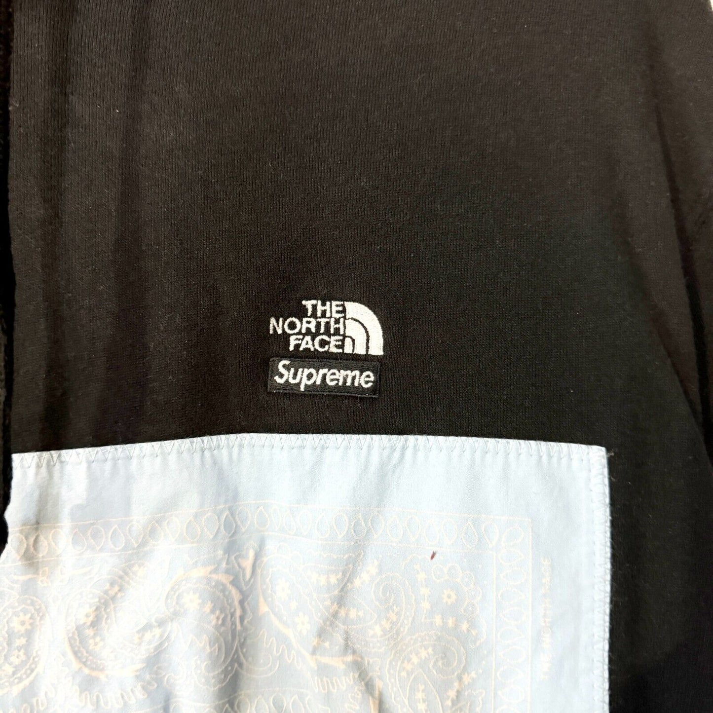 Supreme X The North Face Bandana Sweatshirt Black Pocket Hoodie Size Medium