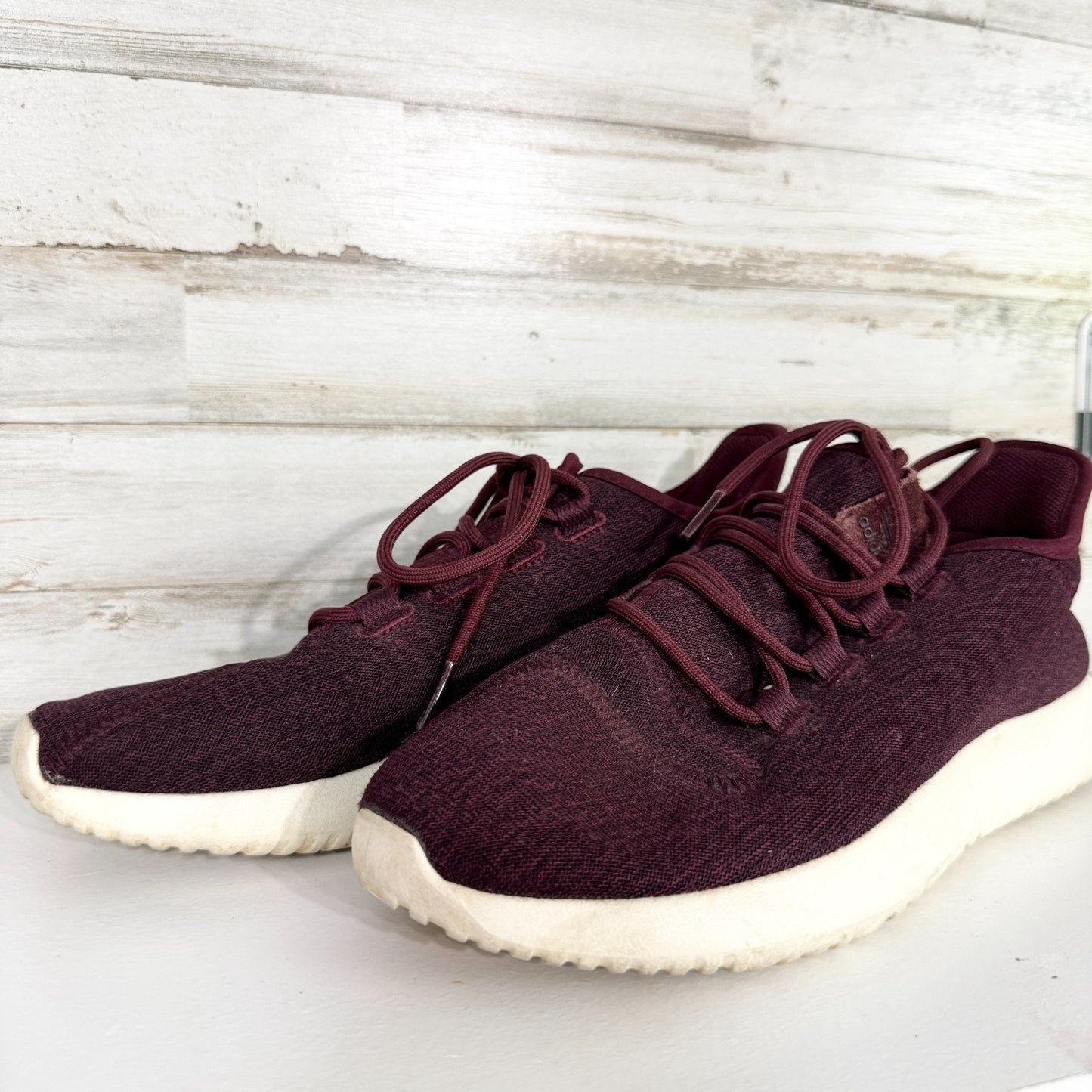 Adidas Women Size 7 Tubular Shadow Maroon Running Sneakers Athletic Casual