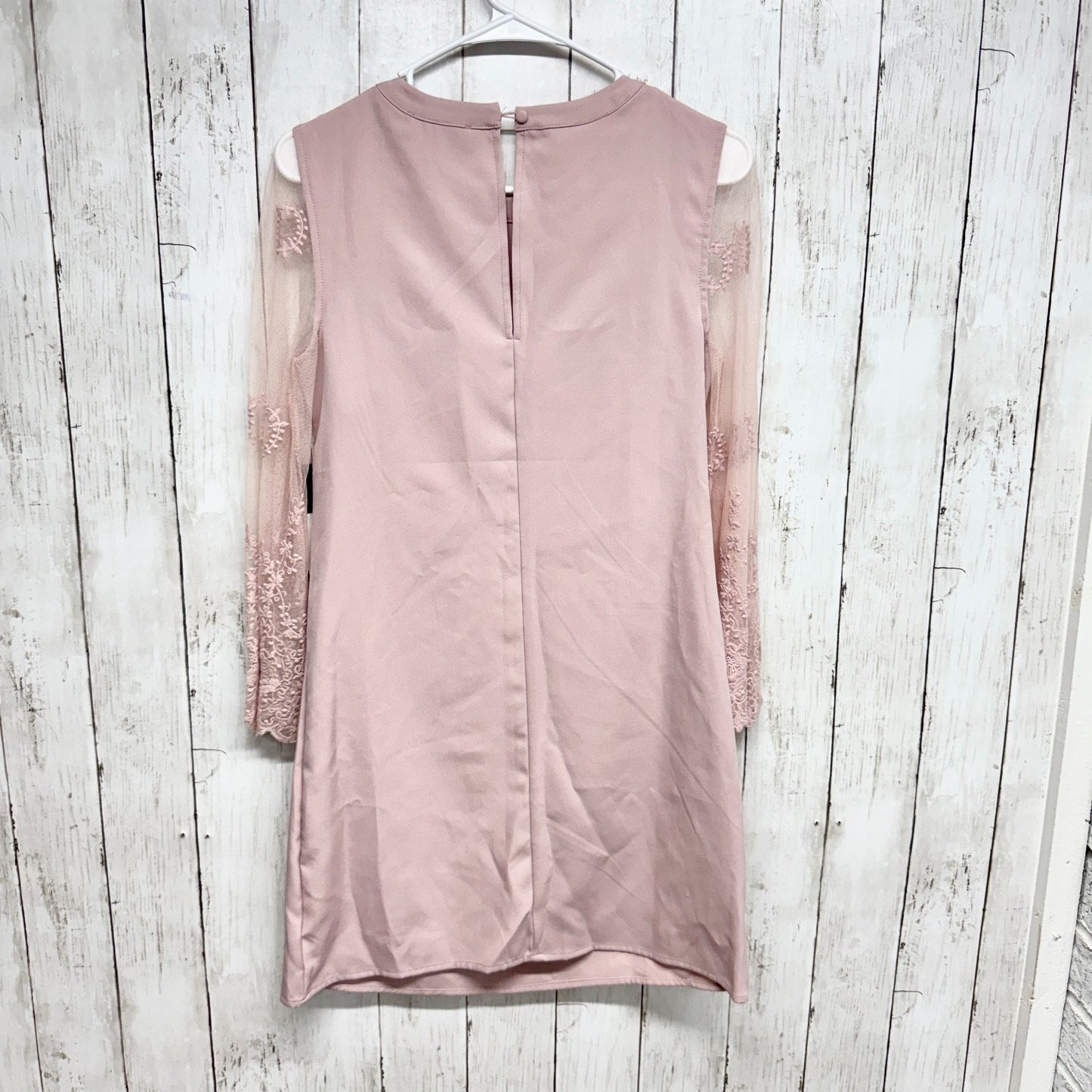 Lulus Dress Women XS Pink Lace Long Sleeve Button Loop Back Closure Mini NWT