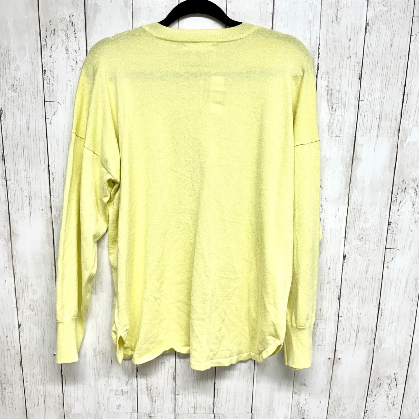 MAX STUDIOS Sweater Women Size Xl Long Sleeve Round Neck Straight Hem Yellow