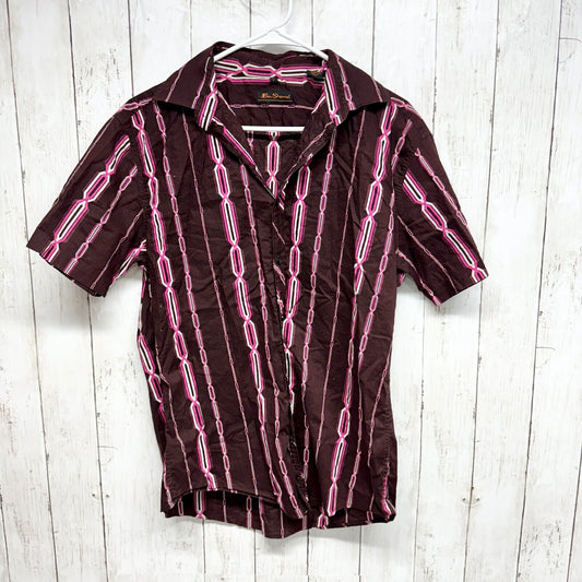 BEN SHERMAN Button Down Men Size L Short Sleeve Red Retro Workwear
