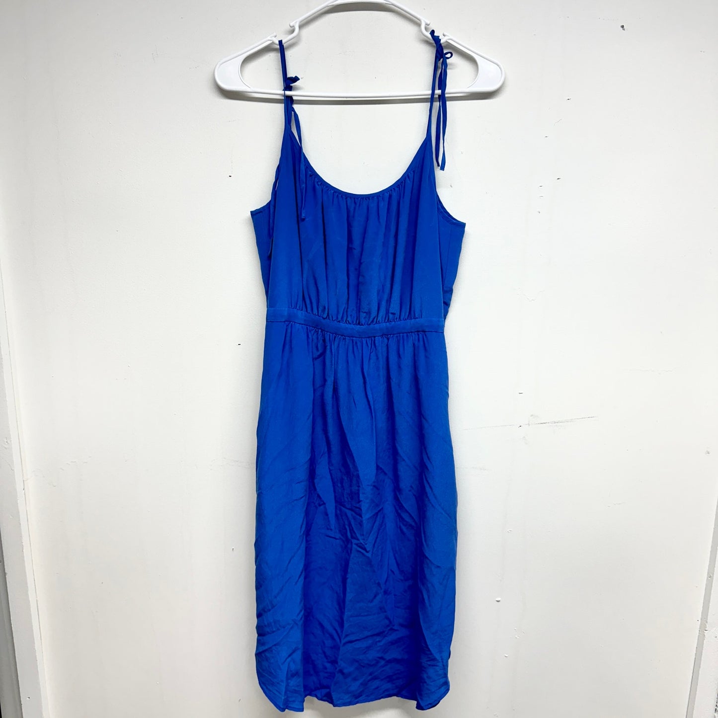 Madewell Women Blue Silk Spaghetti Strap Ruffled Sundress w Pockets Dress 6