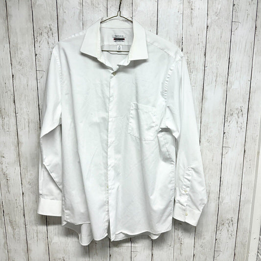 VAN HEUSEN Button Up Mens Sz 17 34/35 White Flex Collar Regular Fit Long Sleeve