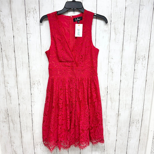 Lulus Dress Women Size Small In This Moment Red Lace Sleeveless Skater Zip Back