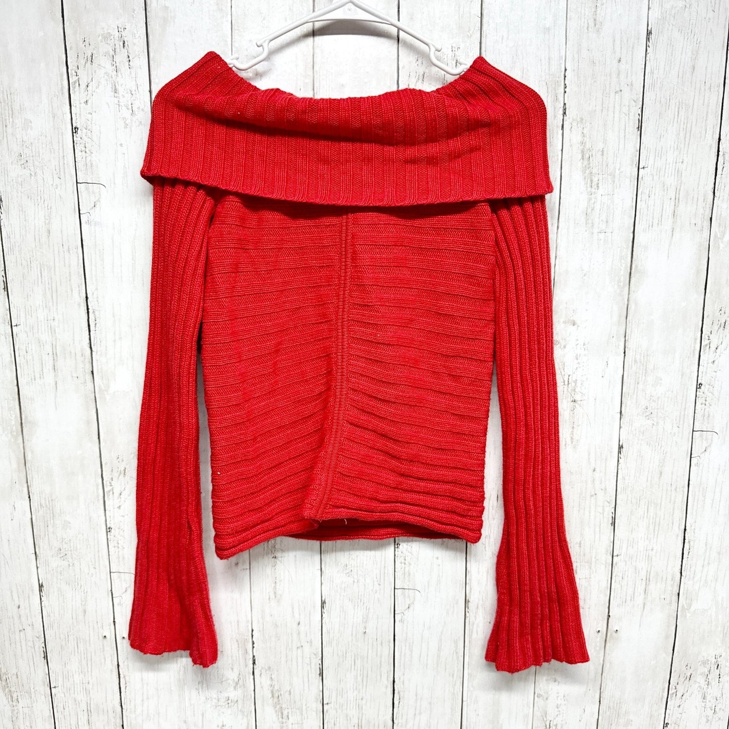 Armani Exchange Sweater Women Size Small Cowl Neck Red Chunky Knit Flared Cuff