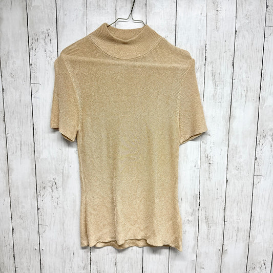 St Michael Marks & Spencer Blouse Women Size 12 Gold Knit Short Sleeve Sweater
