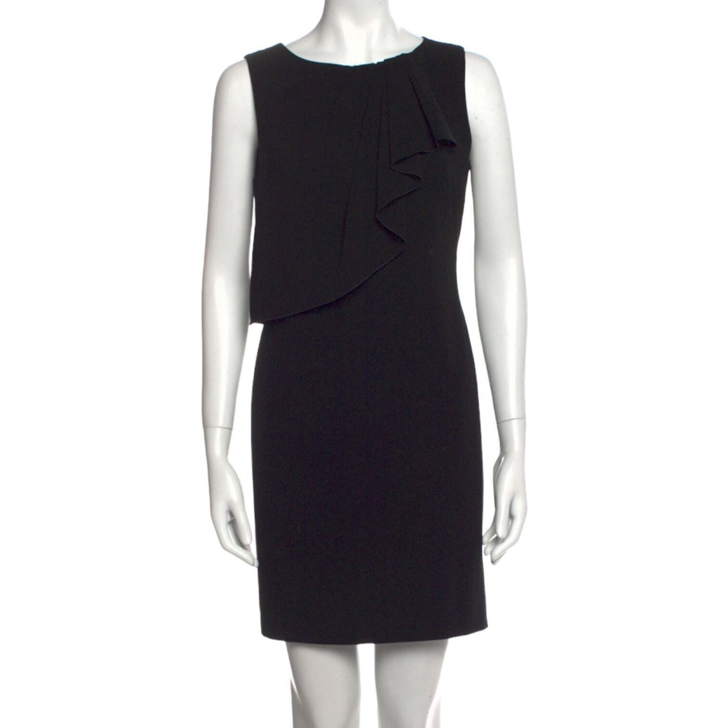 MOSCHINO CHEAP AND CHIC Dress Women Size 6 Black Bateau Neckline Mini Ruffled