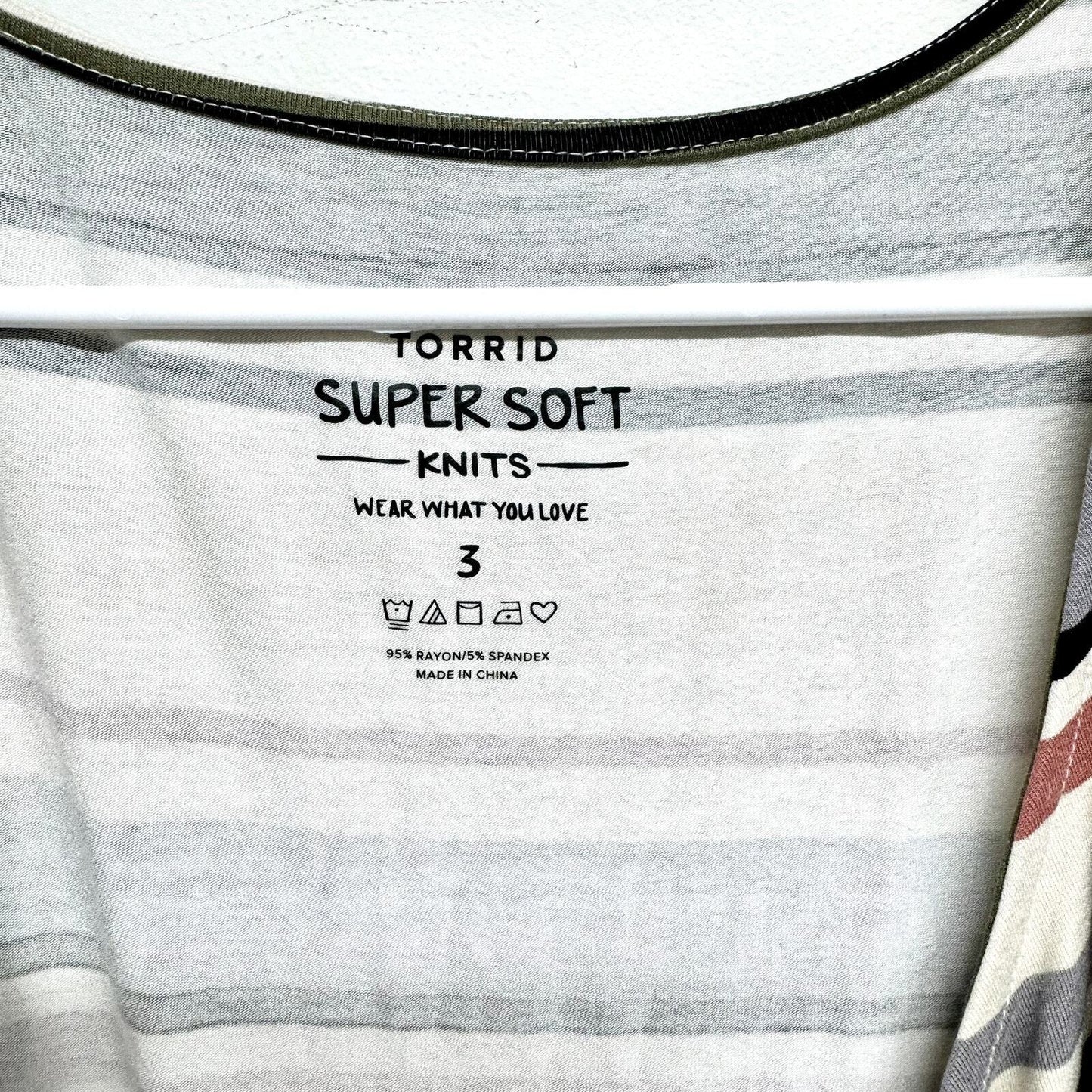 Torrid Striped Multicolored Super Soft Surplice Wrap Deep V Top Size 3/3X