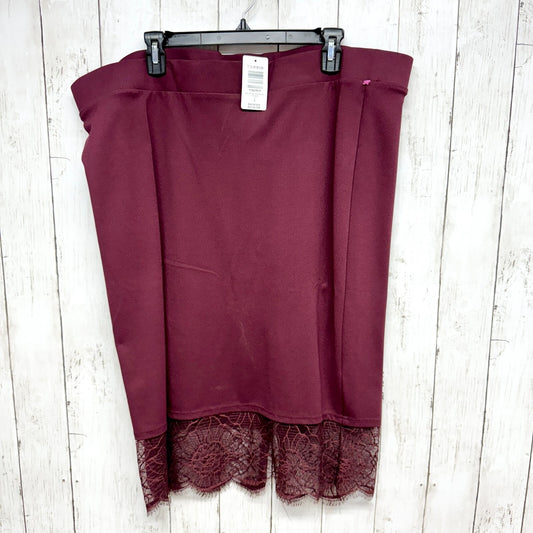 Torrid Skirt Women Size 3 Maroon Pull On Midi Lace Trim Night Out Business NWT