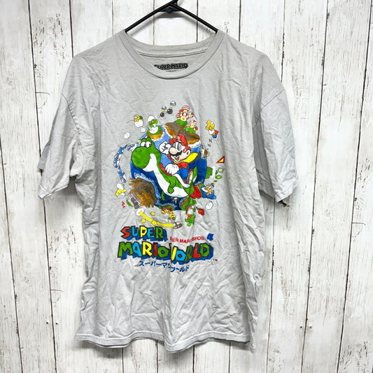 SUPER MARIO Shirt unisex Sz Large Graphic Gaming Shirt Short Sleeve Grey Cotton