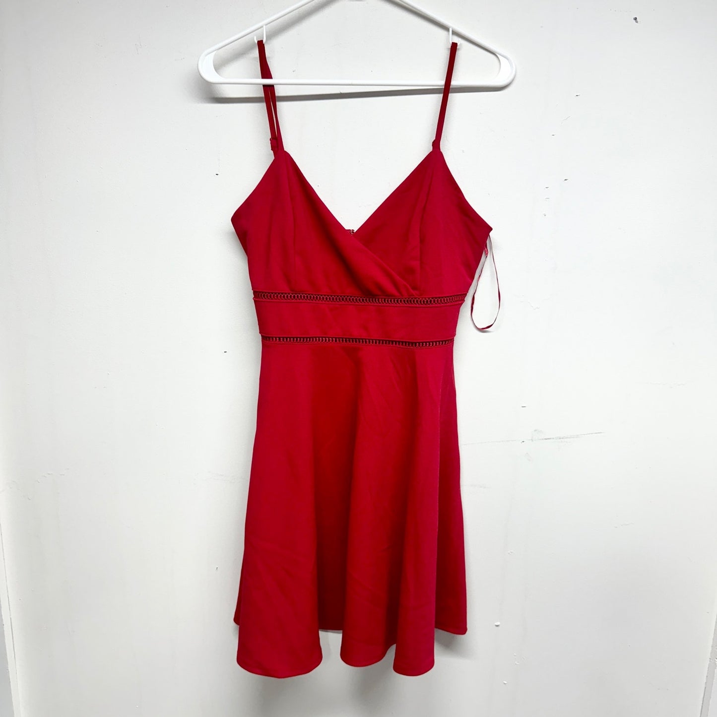 FRANCESCA'S Sexy Red Adjustable Straps Faran Ladder Trim Dress Size L