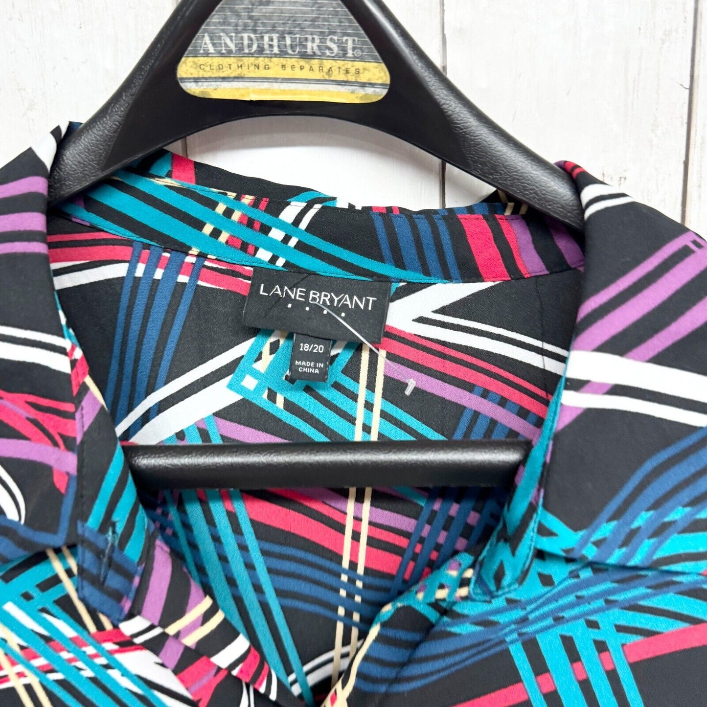 Lane Bryant Womens Size 18/20 Multicolored Long Sleeve Button Down Flowy Shirt