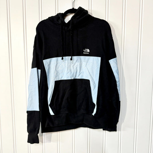 Supreme X The North Face Bandana Sweatshirt Black Pocket Hoodie Size Medium
