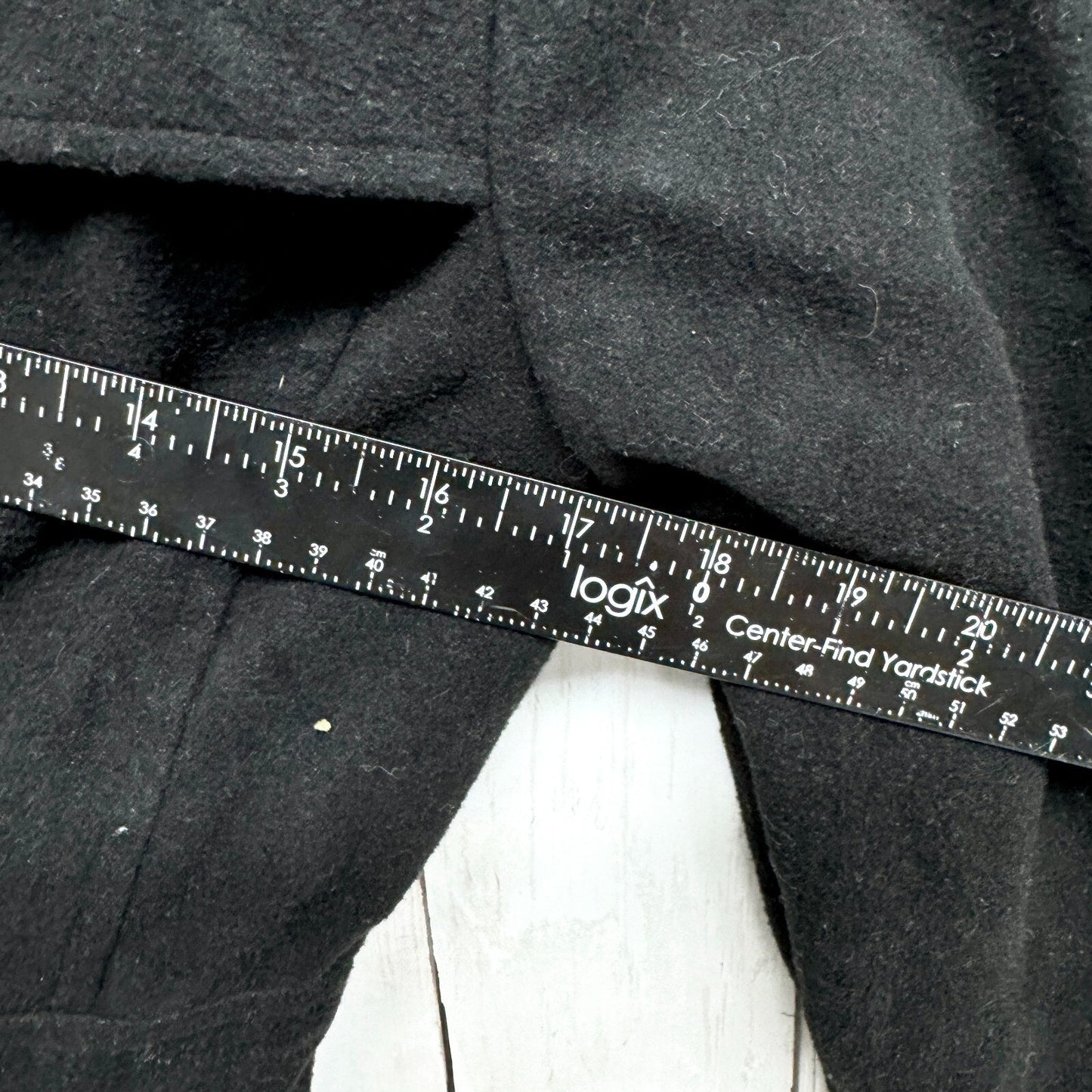 A. Byer Coat Women Medium Black Collared Peacoat Front Flap Over Button Pockets