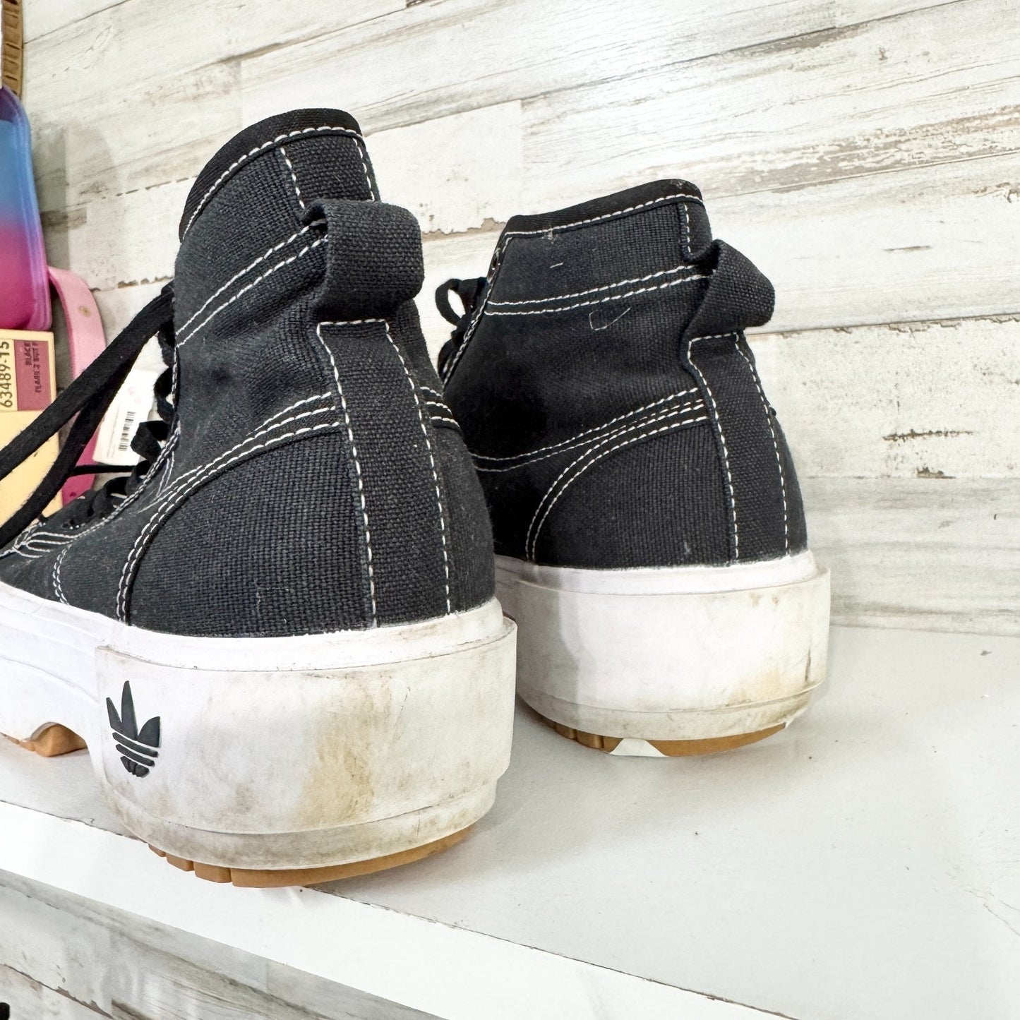 Adidas Shoes Women Size 8 Nizza Trek Black High Top Platform Sneakers Casual