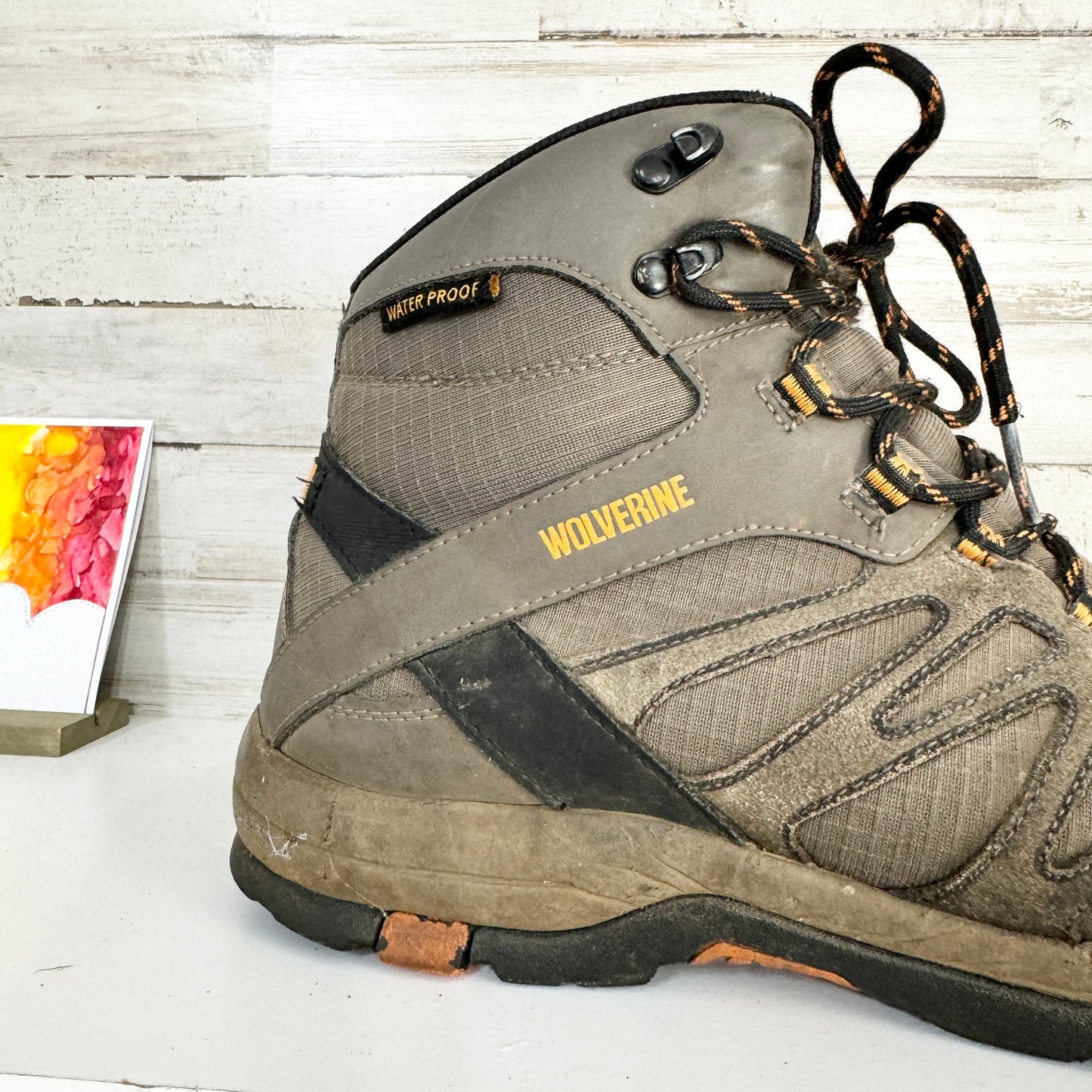 Wolverine Mens Fletcher Hiking Trail Boots Gray Black Lace Up Waterproof 13