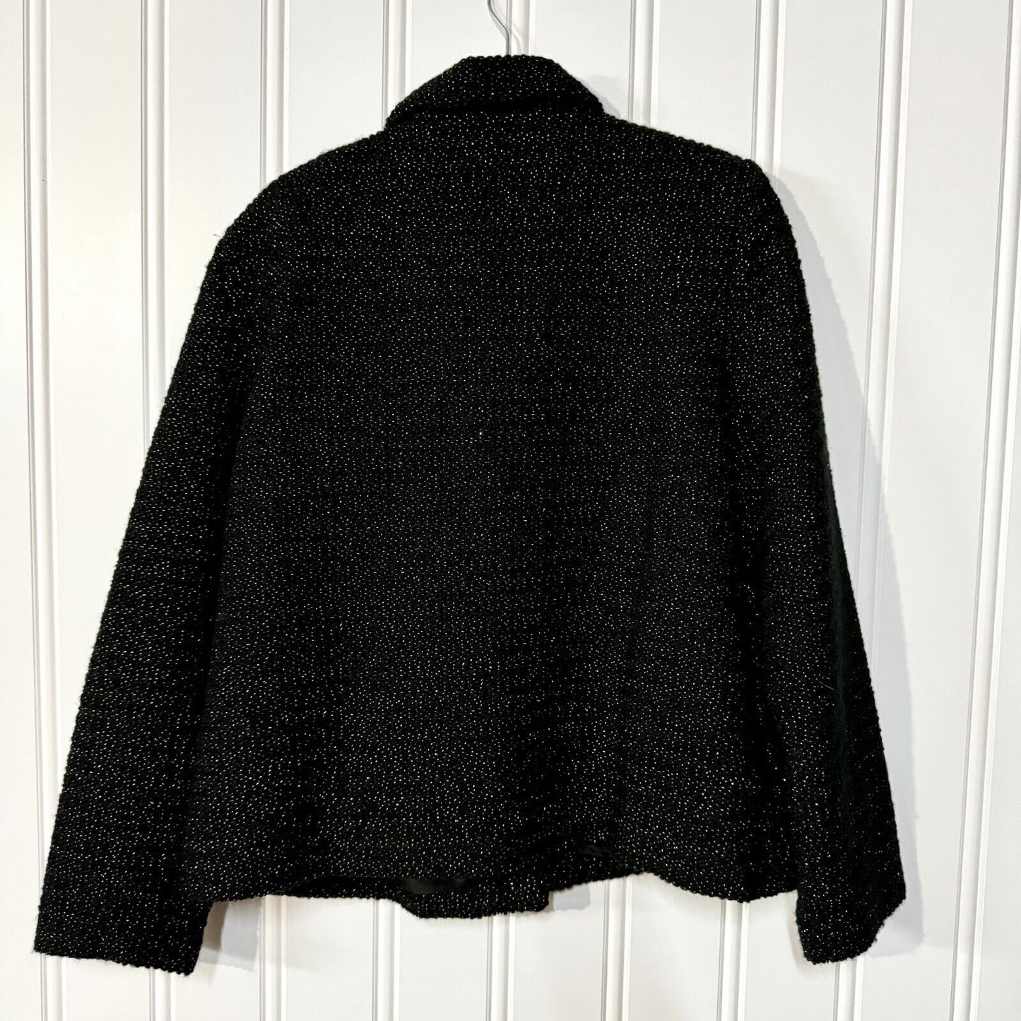 REQUIRMENTS Jacket Women Size 16 Black Woven Tweed Button Down Collared Acrylic