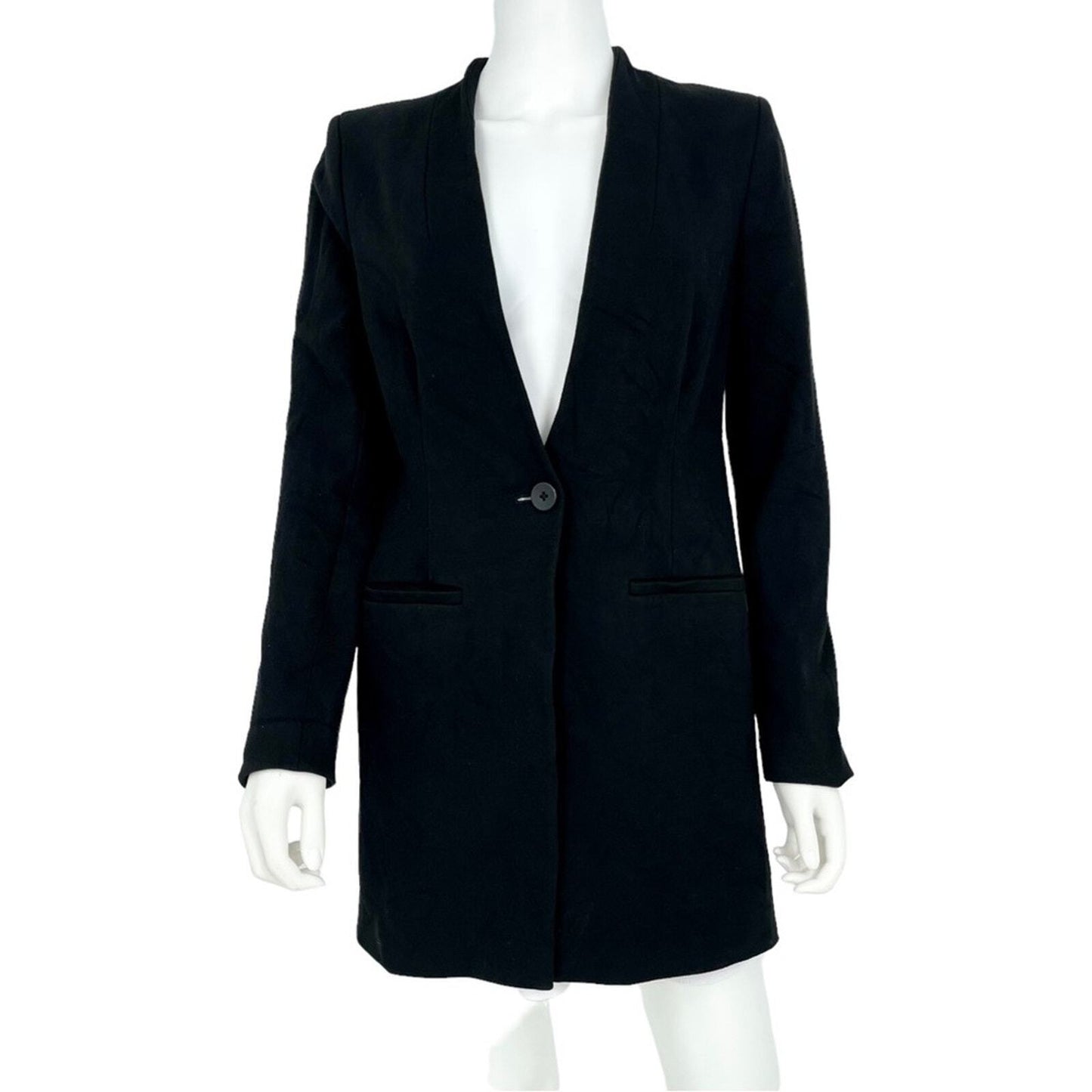 MADEWELL Blazer Suit Women Size 8 Deep V Neck Single Button Black Business