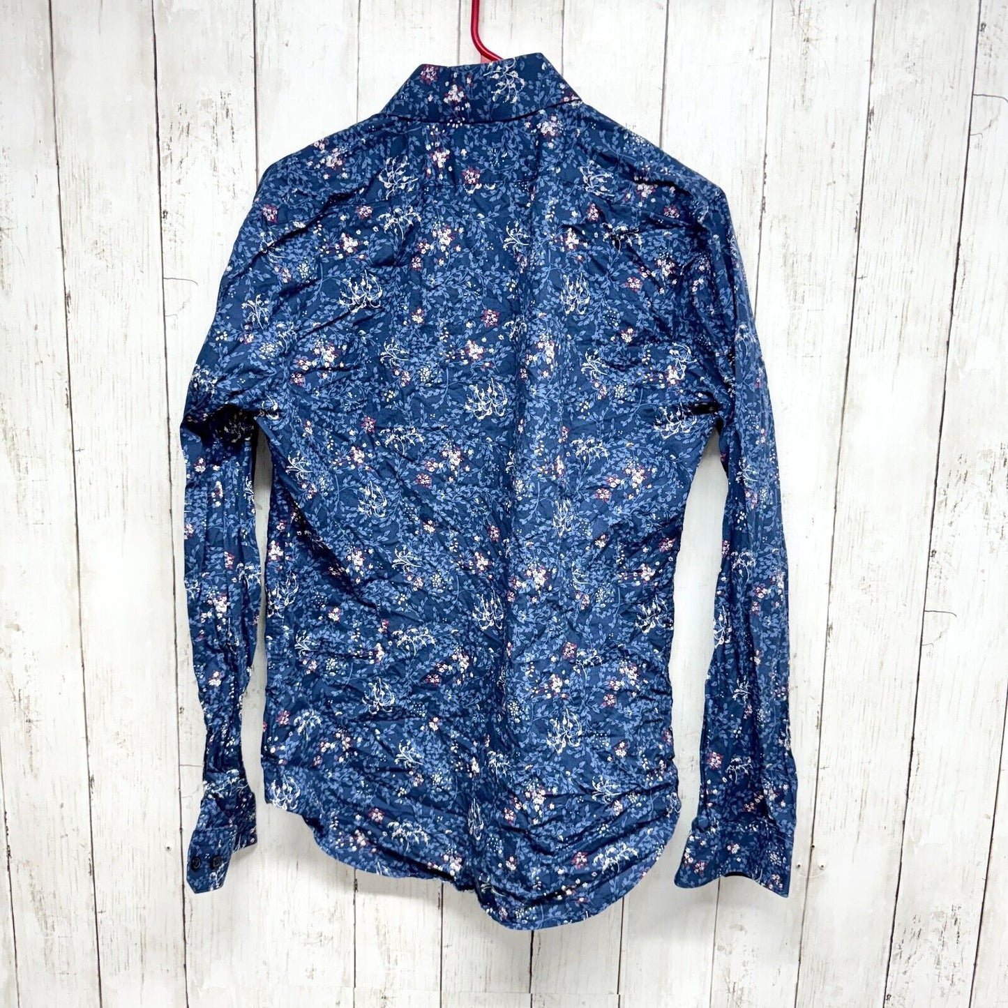 EXPRESS Dress Shirt Mens Size M Floral Blue Button Down Long Sleeve Collared