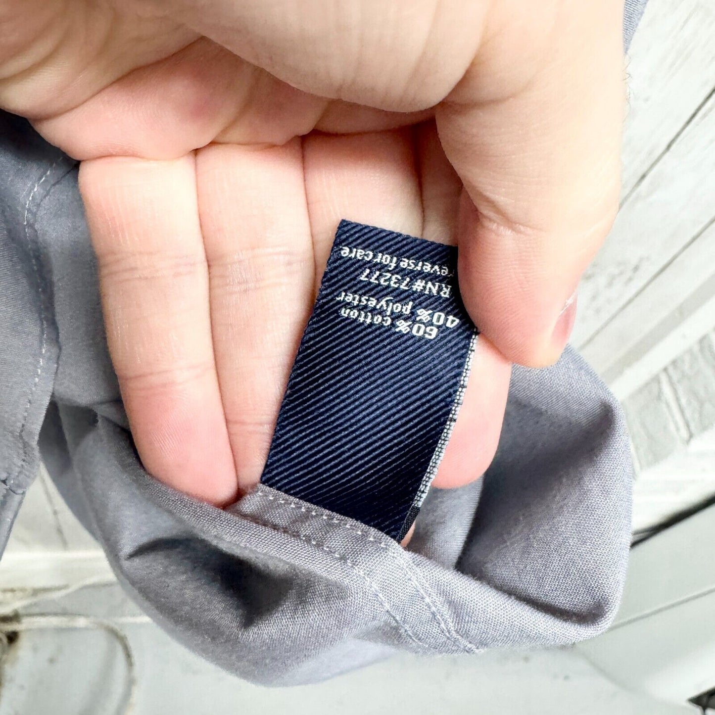 CROFT & BARROW Button Down Men Size 17 34/35 Blue 60% Cotton Blue Front Pocket