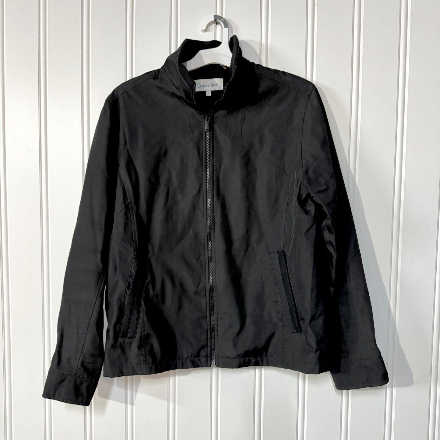 Calvin Klein Black Collared Winter Bomber Jacket Size Medium