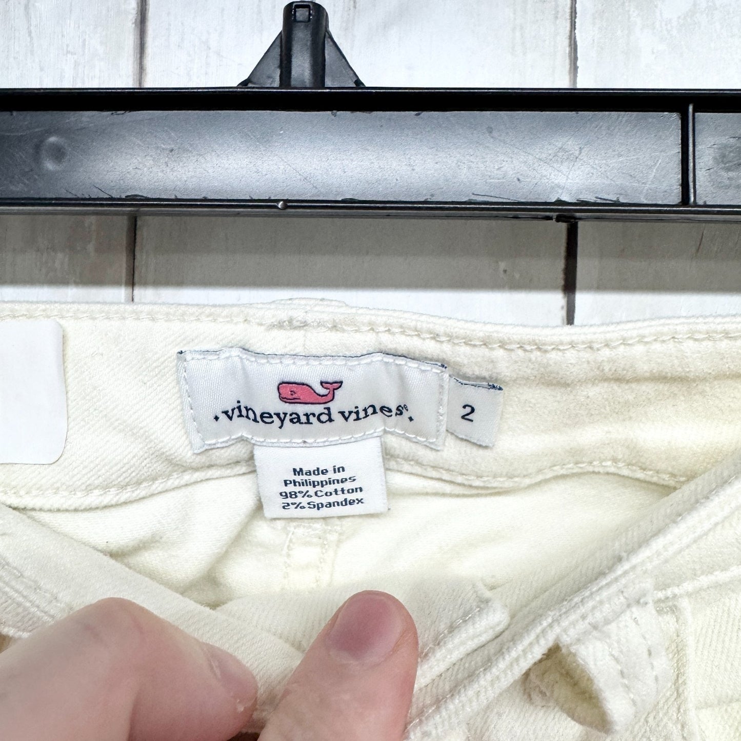 Vineyard Vines Pants Women Size 2 Ivory High Rise Skinny Jeans Raw Hem 5-Pocket