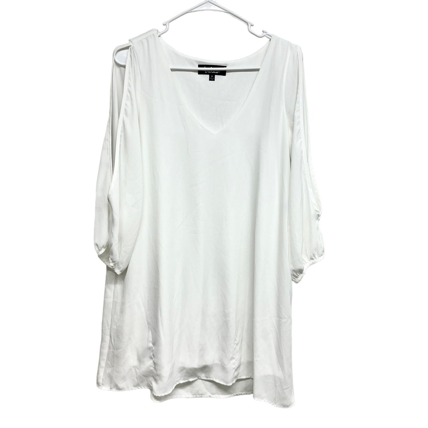 Lulus Women White Off Shoulder Shifting Dears Ivory Long Sleeve Dress Medium