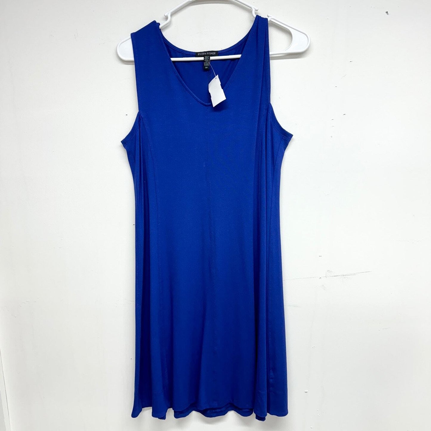 Eileen Fisher Stretch Viscose Tunic V Neck Electric Tank Dress Size Small