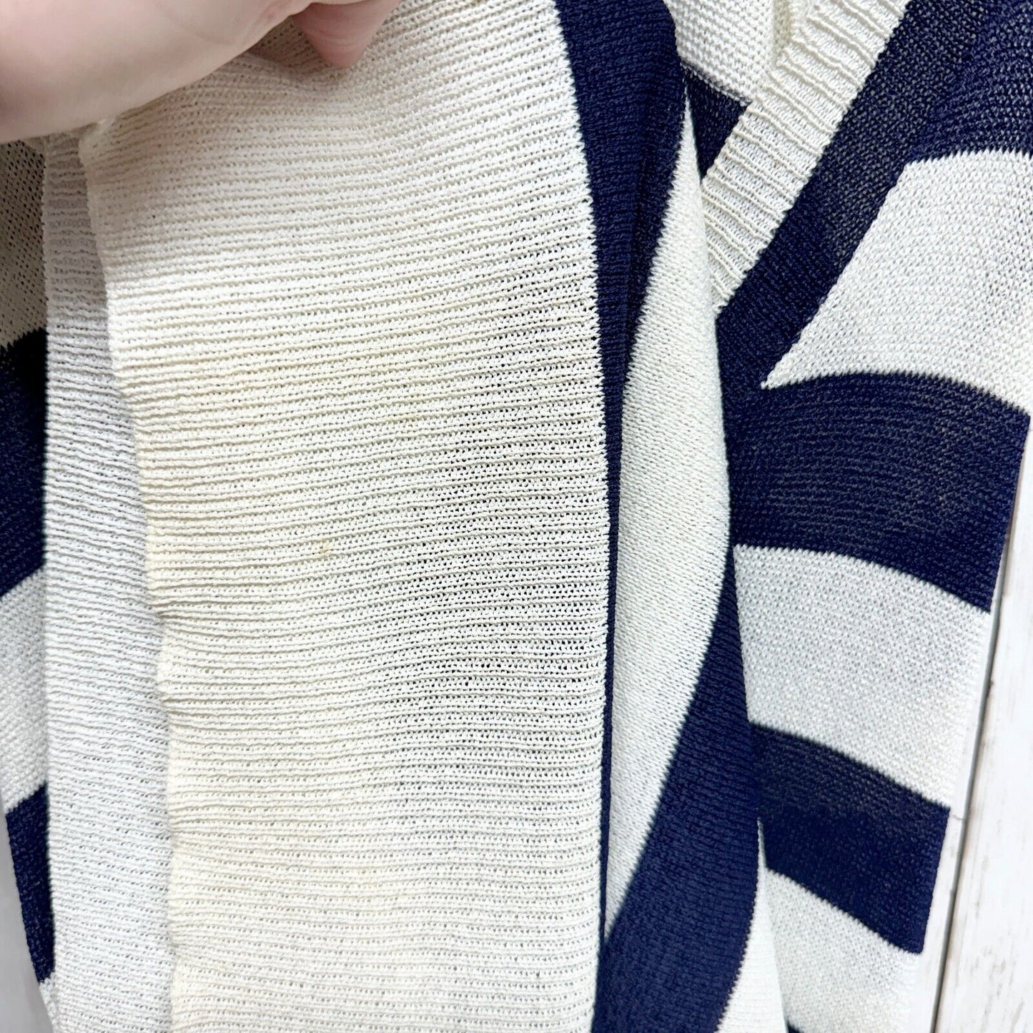Adam Lippes White Navy Striped V Neck Sleeveless Knit Maxi Dress Size XS